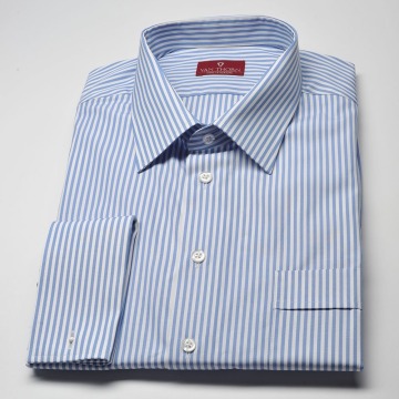 Elegancka koszula męska VAN THORN Slim Fit w biało niebieskie paski 37