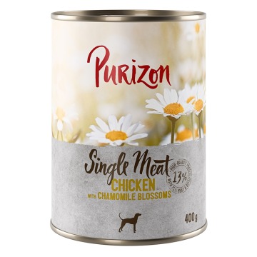 5 + 1 gratis! Purizon Single Meat, 6 x 400 g - Kurczak z kwiatami rumianku