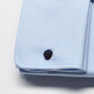 Elegancka błękitna koszula męska taliowana (SLIM FIT), mankiety na spinki 38