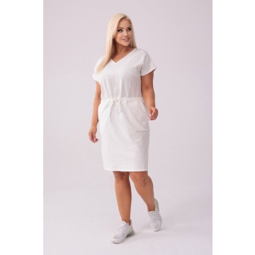 Dresowa sukienka Bianca w kolorze ecru PLUS SIZE XXL WIOSNA