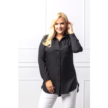 Elegancka czarna koszula zapinana na guziki PLUS SIZE XXL