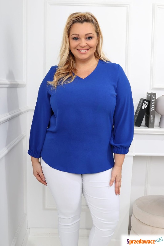 Elegancka klasyczna szafirowa bluzka PLUS SIZE... - Bluzki, koszule - Toruń