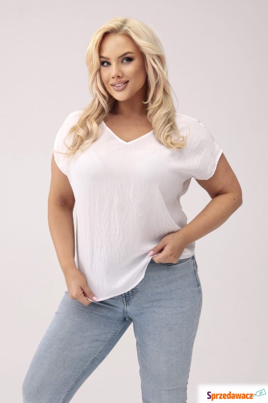 Biała bluzka z dekoltem w serek PLUS SIZE XXL - Bluzki, koszule - Sochaczew