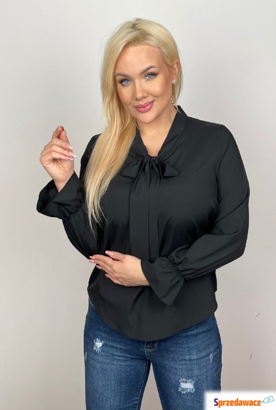 Elegancka czarna bluzka z kokardką PLUS SIZE XXL - Bluzki, koszule - Bydgoszcz