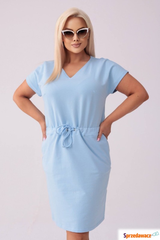 Błękitna dresowa sukienka Bianca PLUS SIZE XXL... - Sukienki - Opole