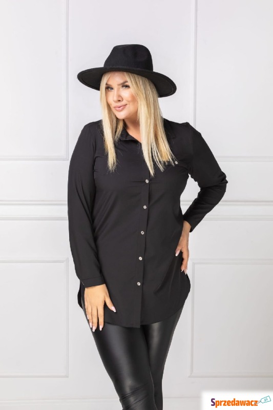 Elegancka czarna długa zapinana koszula PLUS SIZE... - Bluzki, koszule - Słupsk