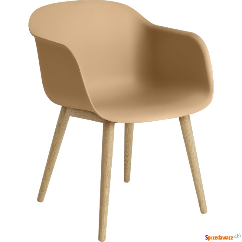 Fotel Fiber ochra na drewnianych nogach - Krzesła kuchenne - Częstochowa