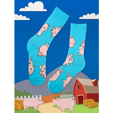 Długie Skarpetki Urban Socks Piggy Niebieskie