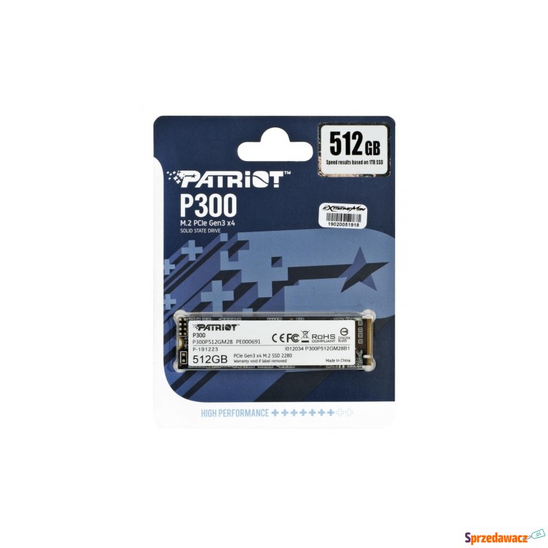 SSD Patriot P300 M.2 PCI-Ex4 NVMe 512GB 1,7GB/s - Dyski twarde - Mysłowice