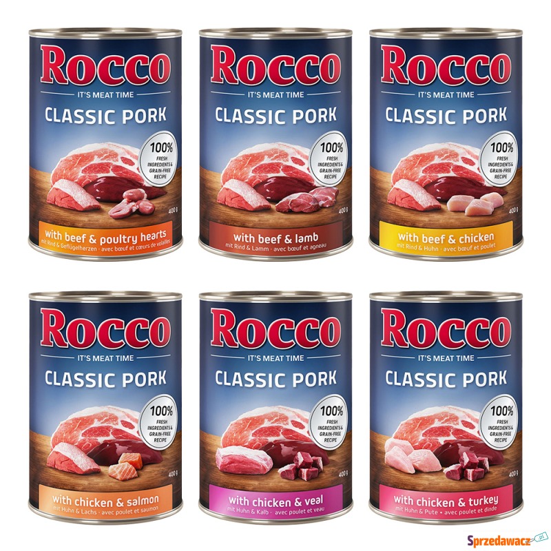 Rocco Classic Pork, 6 x 400 g - Pakiet mieszany - Karmy dla psów - Opole