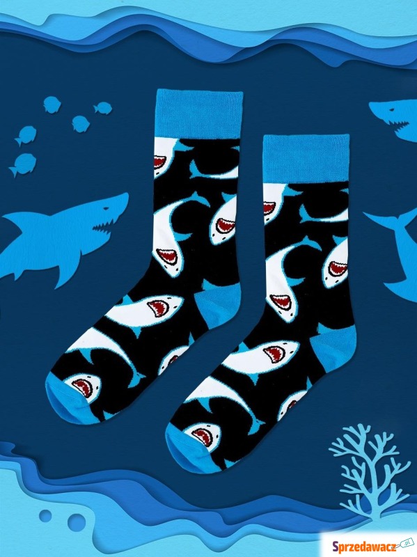 Długie Skarpetki Urban Socks Angry Sharks Czarne - Skarpety męskie - Grudziądz