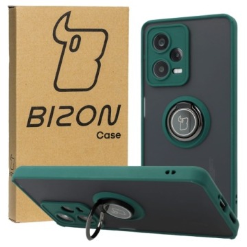 Etui z uchwytem na palec Bizon Case Hybrid Ring do Xiaomi Redmi Note 12 Pro 5G, przydymione z ciemno