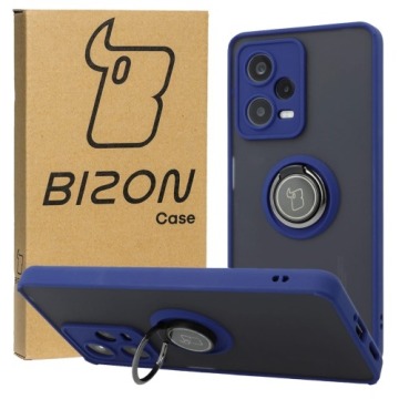 Etui z uchwytem na palec Bizon Case Hybrid Ring do Xiaomi Redmi Note 12 Pro 5G, przydymione z granat