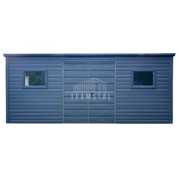 Schowek - Domek Ogrodowy 6x2,5m - Drzwi - 3x okno - Antracyt - TS647