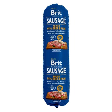 Brit Premium Sausage, 12 x 800 g - Wołowina z rybą