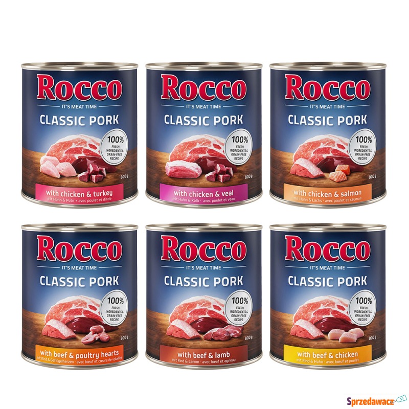 Megapakiet Rocco Classic Pork, 24 x 800 g - Pakiet... - Karmy dla psów - Tarnobrzeg