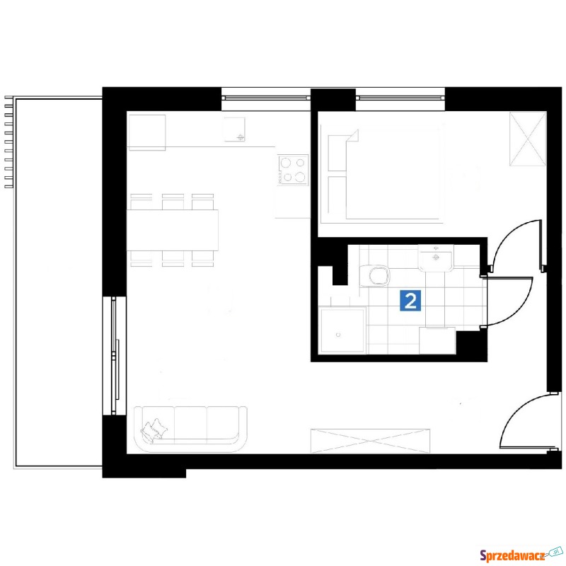 Mieszkanie dwupokojowe Żywiec,   40 m2, pierwsze piętro - Sprzedam