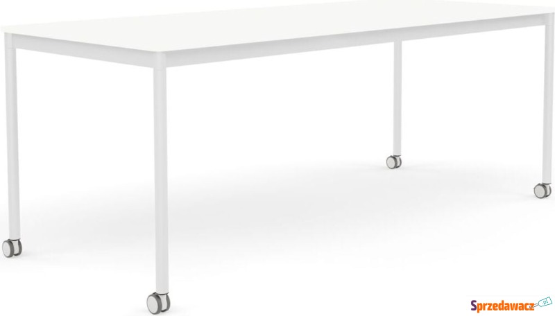 Stół na kółkach Base 80 x 190 cm biały lamino... - Stoły kuchenne - Żory