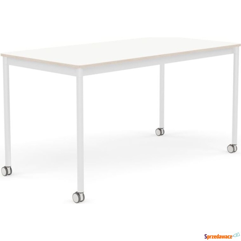 Stół na kółkach Base 70 x 140 cm biały lamino... - Stoły kuchenne - Szczecin