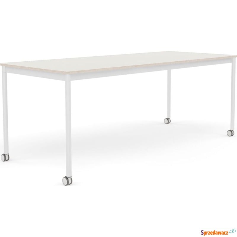 Stół na kółkach Base 80 x 190 cm biały nanola... - Stoły kuchenne - Dąbrowa Górnicza