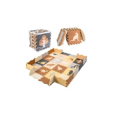  Mata edukacyjna piankowa puzzle kojec brązowa 143 x 143 cm 36 elementów 