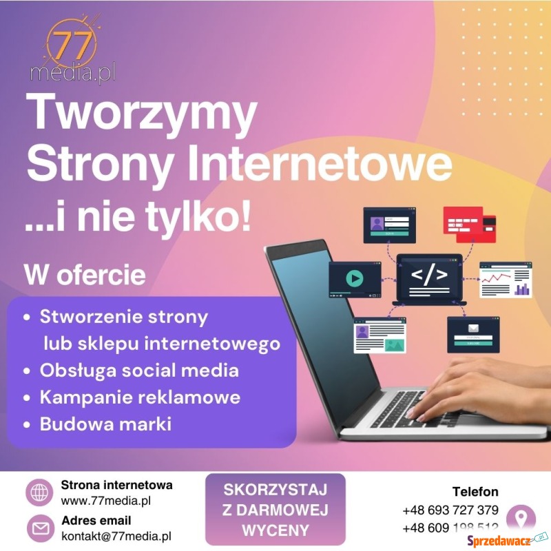 Strony internetowe, kampanie reklamowe - komp... - Reklama, marketing - Wrocław