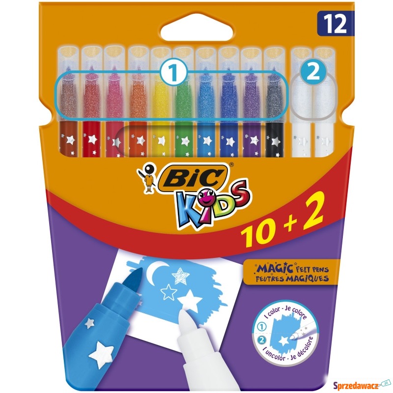 Flamastry magic 10+2 bic erase z wymazywaczem - Artykuły papiernicze... - Wodzisław Śląski