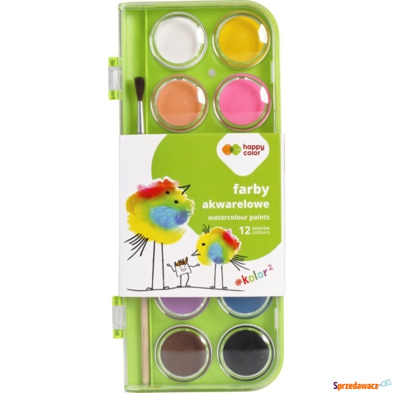 Farby akwarelowe 12 kolor Premium Happy Color - Artykuły papiernicze... - Tarnowskie Góry