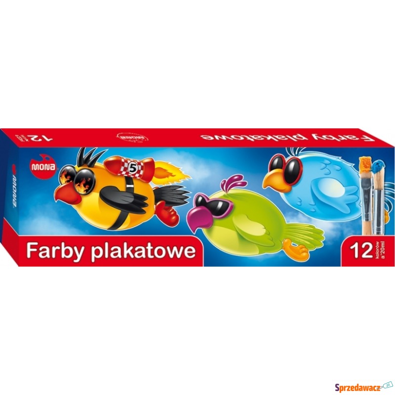 Farby plakatowe 12 kolorów 20ml mona - Artykuły papiernicze... - Grudziądz