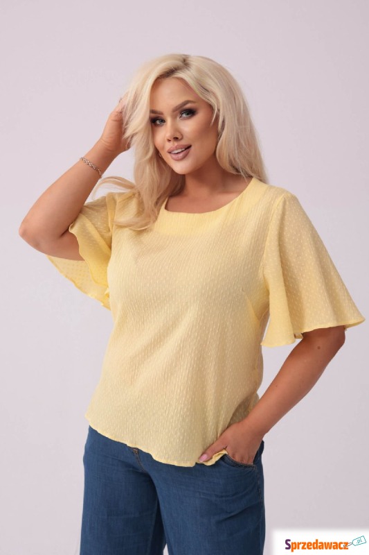 Żółta bawełniana bluzka Lidia z krótkim rękaw... - Bluzki, koszule - Gliwice