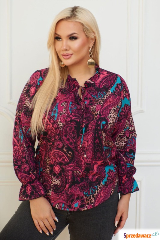 Bluzka w print w kolorach bordo PLUS SIZE XXL - Bluzki, koszule - Biała Podlaska