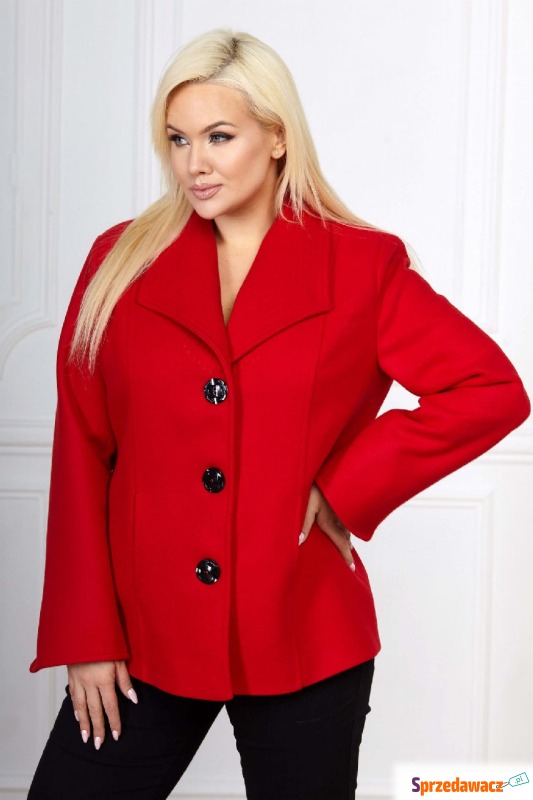 Elegancki czerwony krótki płaszcz Sofia PLUS... - Okrycia wierzchnie - Gliwice