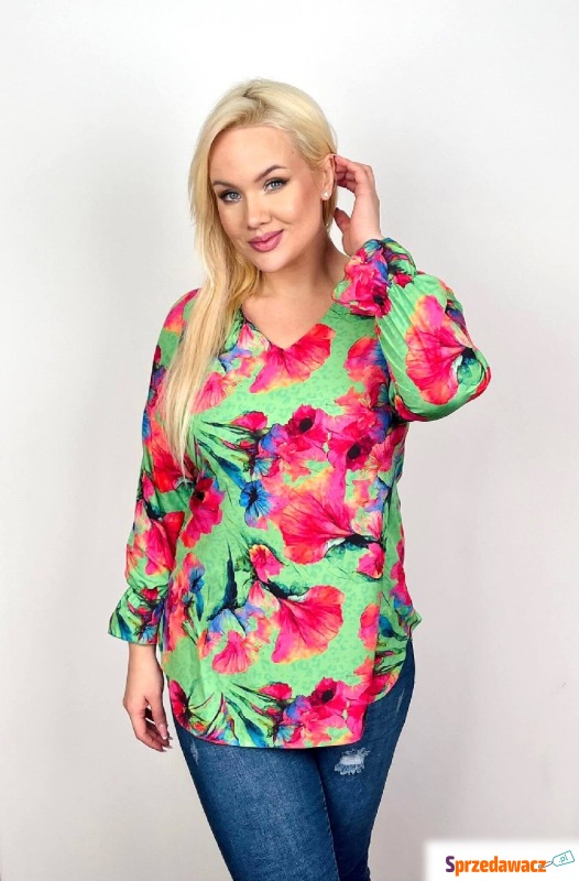 Zielona bluzka w kwiatowy wzór PLUS SIZE XXL - Bluzki, koszule - Świecie