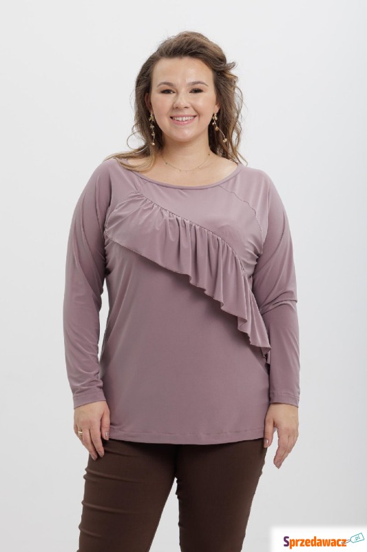 Beżowa bluzka Reina z falbanką PLUS SIZE XXL... - Bluzki, koszule - Nysa