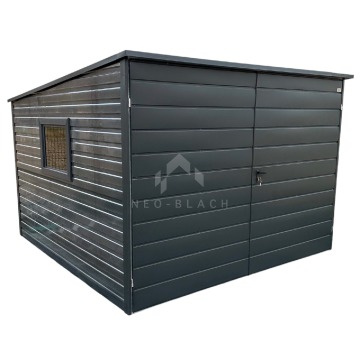 Schowek - Domek Ogrodowy 3x3m - Brama Dwuskrzydłowa - Okno - Antracyt - NB103