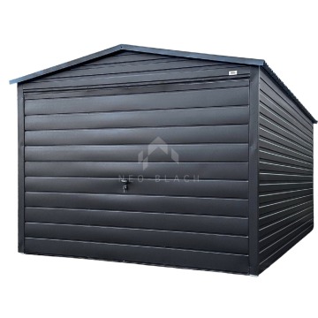 Garaż blaszany 3x5m Brama uchylna - Antracyt - Dach dwuspadowy NB105