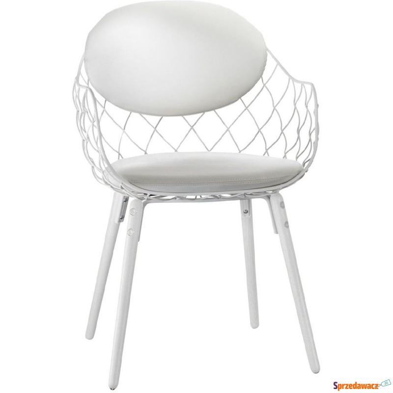 Krzesło Pina białe, materiał skóra, nogi białe - Krzesła kuchenne - Płock
