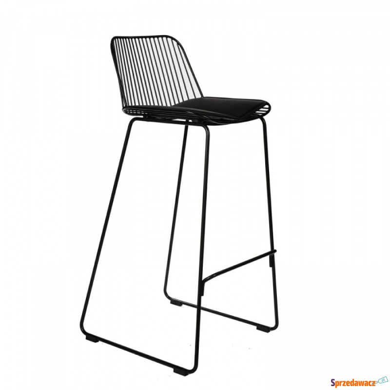 Krzesło barowe Dill High czarne z czarną poduszką - Taborety, stołki, hokery - Włocławek