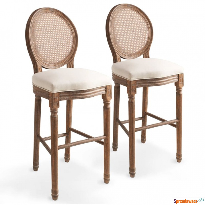 Krzesła barowe 2 szt. len i rattan 48x52x123 cm... - Taborety, stołki, hokery - Sanok