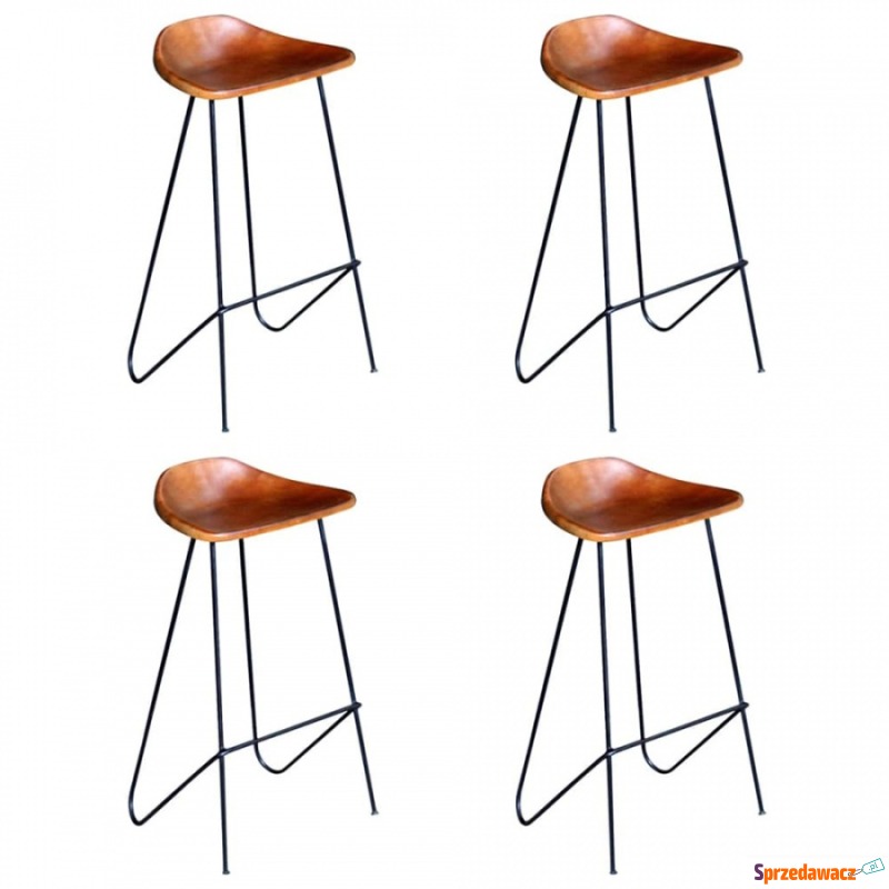 Krzesła barowe 4 szt. prawdziwa skóra brązowe - Taborety, stołki, hokery - Łódź