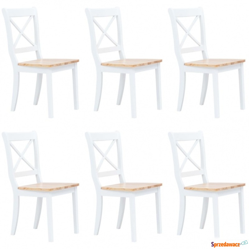 Krzesła stołowe, 6 szt., biel i jasny brąz, d... - Krzesła kuchenne - Żyrardów