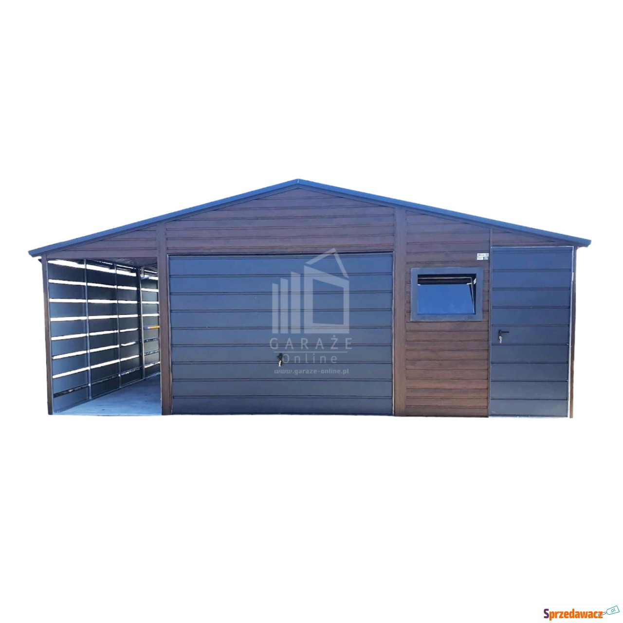 Garaż Blaszany 5x6 + wiata 1,5x6-...