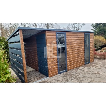 DOMEK ogrodowy 4,5x2,5 m + wiata 1,5x2,5 - drzwi... - Garaże i wiaty - Leszno - zdjęcie 7