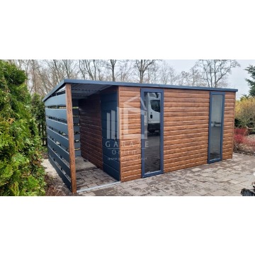 DOMEK ogrodowy 4,5x2,5 m + wiata 1,5x2,5 - drzwi... - Garaże i wiaty - Leszno - zdjęcie 6