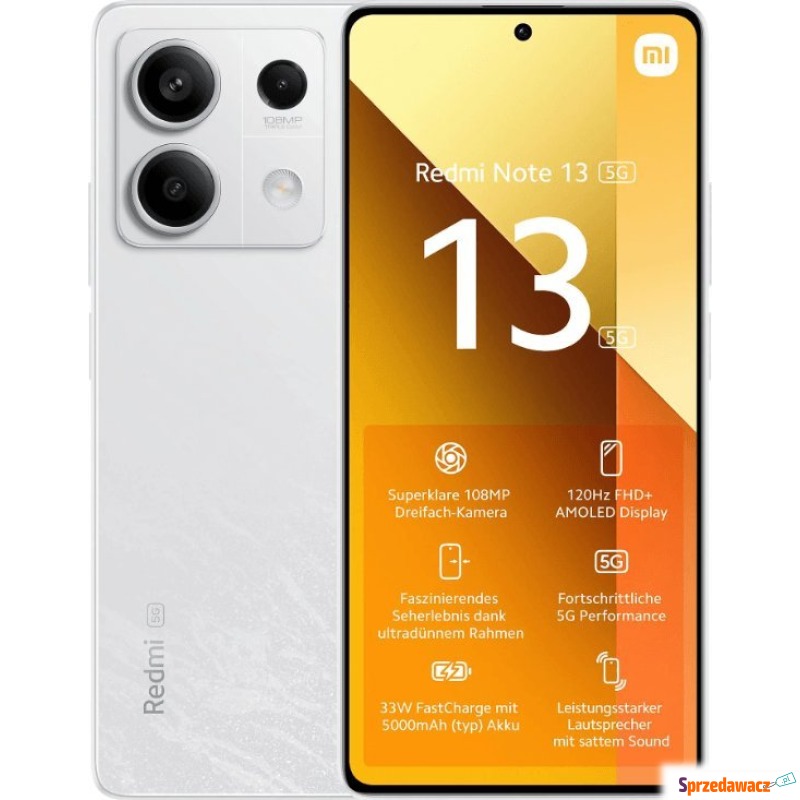 Smartfon Xiaomi Redmi Note 13 5G 6/128GB Biały... - Telefony komórkowe - Siedlce