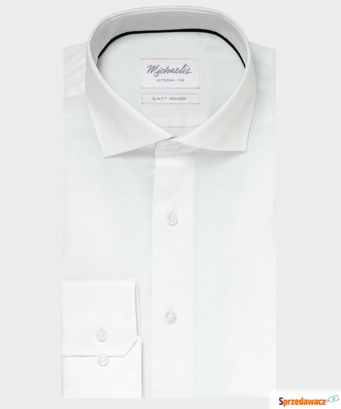 Elegancka biała koszula ze splotem oxford Mic... - Koszule męskie - Kędzierzyn-Koźle
