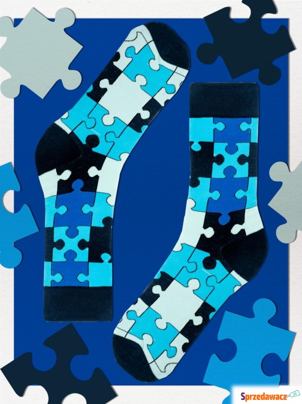 Długie Skarpetki Urban Socks Puzzle Granatowe - Skarpety męskie - Gliwice