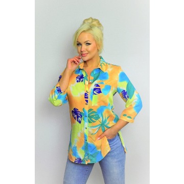 Elegancka koszula w letnie wzory z rękawem 3/4 PLUS SIZE XXL