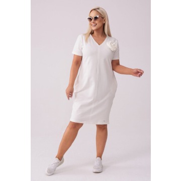 Sukienka Eloise w kolorze ecru - Casualowa Elegancja PLUS SIZE XXL LATO