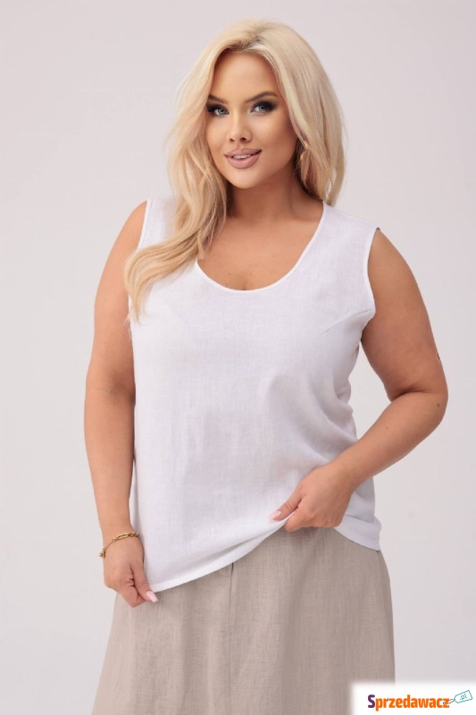 Lniany top Clea w białym kolorze PLUS SIZE OV... - Bluzki, koszule - Szczecin